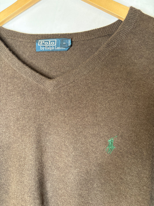 Polo by Ralph Lauren brown knit jumper Large