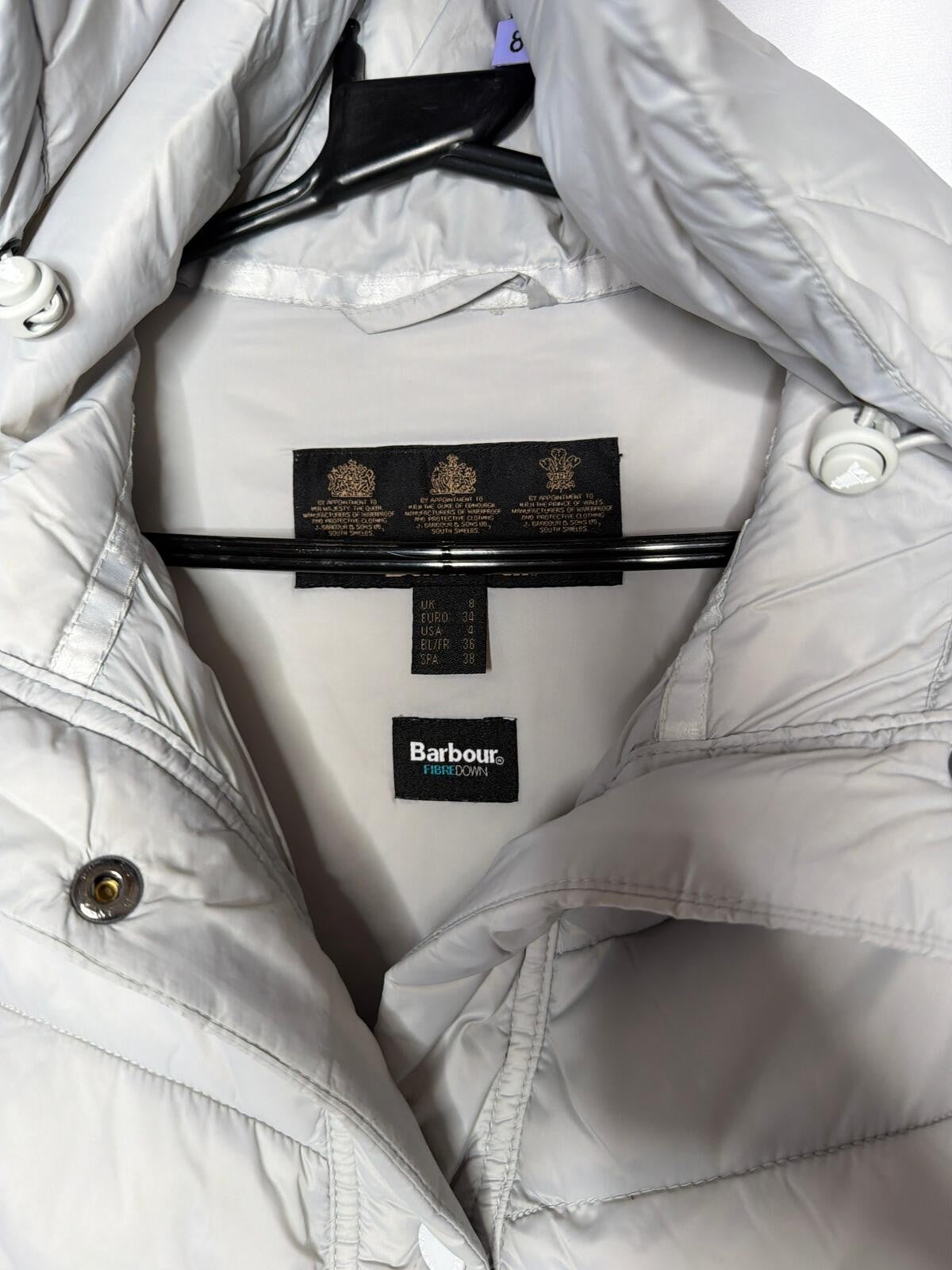 Barbour fibre down light puffer jacket size 81